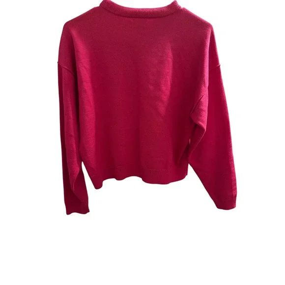 J. Crew Crewneck Drop Shoulder Sweater Hot Pink Women's‎ Size Small - Picture 3 of 3